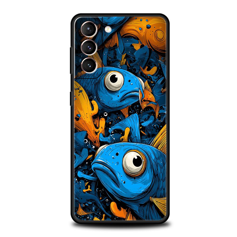 Phone Case Cover for Samsung Galaxy S25 Edge S24 S23 S22 S20 S21 FE Ultra S10 S10E Plus 5G Soft TPU Capas Blue Ocean Fish Capas