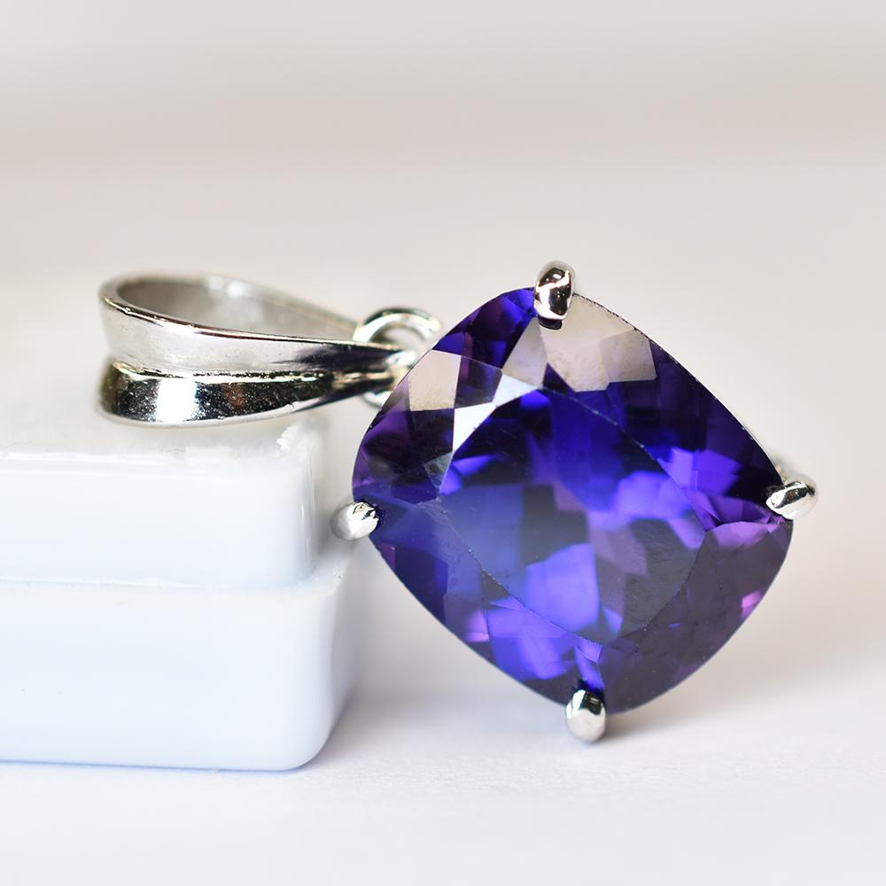 Purple Sapphire Pendant 925 Sterling Silver 25.15 ct Gemstone September Birthday Birthstone