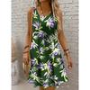 Women Elegant Print Sleeveless U Neck Midi Dress Slim Fit Knee Length Party Dress Casual Daily Outfits