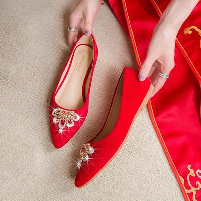 Calzature da Donna Punta Acuta Sposa Strass Rosso Scarpe Piatte da Donna Antiscivolo Y2k Consegna Rapida All'ingrosso Casual Vacanza Primavera