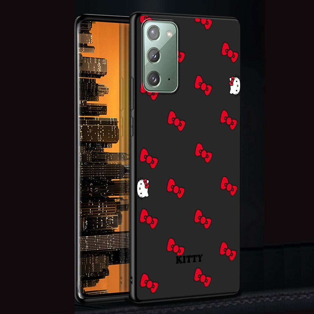 Cute Hello Kitty Case for Samsung Galaxy Note 20 Ultra 10 Plus 9 8 TPU Phone Cover Note 10 Lite Black Soft Shell Funda Capa