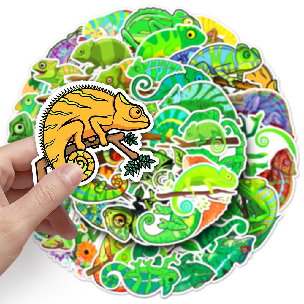 50 Chameleon Doodle Personality Cartoon Animal Children's Decoration Mobile Phone Case Water Cup Suitcase Sticker Waterproof