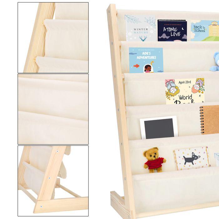Springos® Étagère pour enfants à 5 niveaux cadre en bois – rangement pour jouets et livres Montessori, modulable et léger