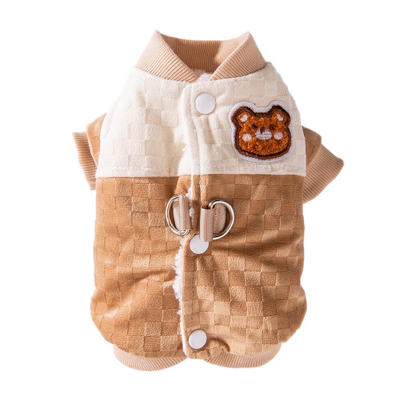 Dog Clothes Autumn and Winter Warm Bear Thickened Baseball Clothing Teddy Yorkshire Small Dog Pet Clothing