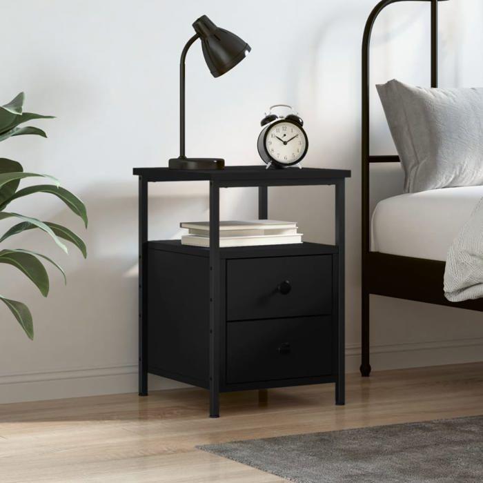 VidaXL Bedside Table Black 34x35.5x50 Cm Engineered Wood 826013