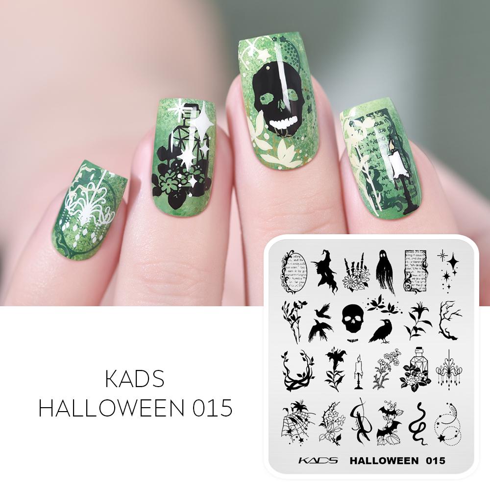 kads Nail Stamping Plate Halloween 015 Nail Printing Stencil Template Manicure Tool for Nail Design