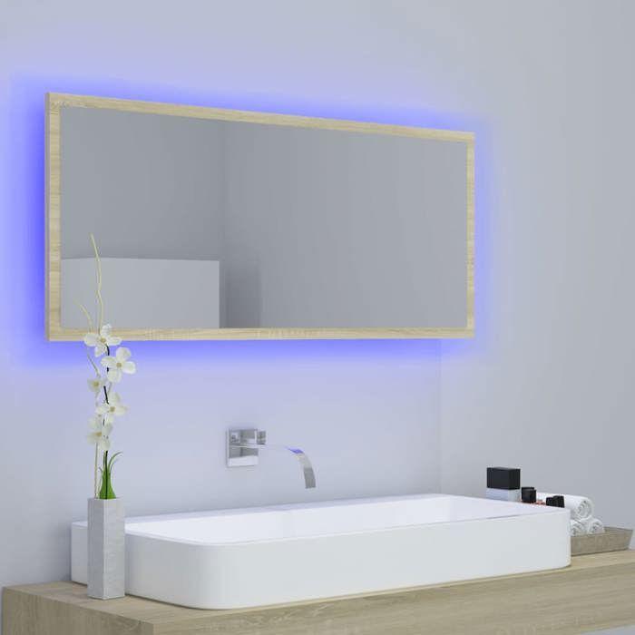 VidaXL Miroir LED de salle de bain Chêne sonoma 100x8,5x37cm Acrylique 804943