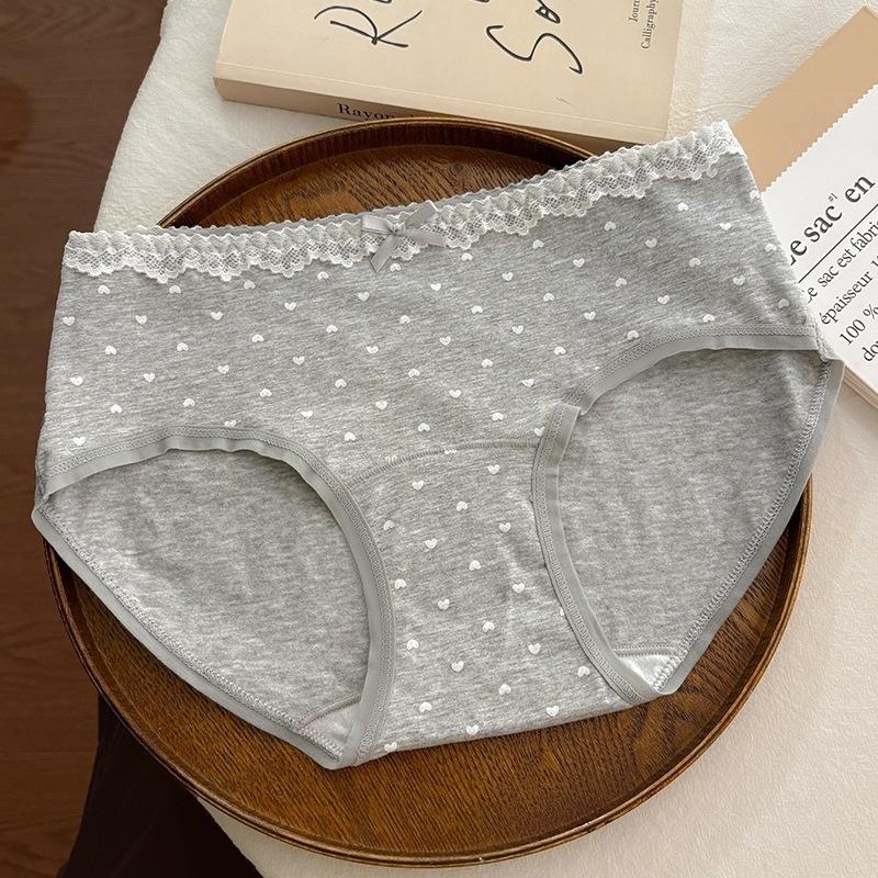 Women's Spring and Summer Pure Cotton 10A Antibacterial Extended Crotch Hip Mid Waist Triangle Briefs