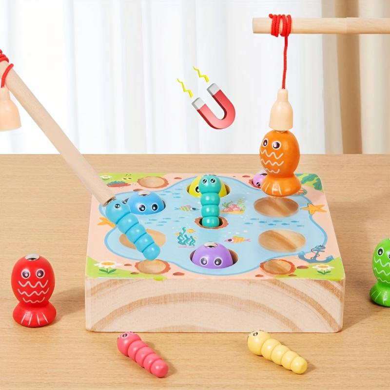 Lustiges Angel- und Insektenfangspiel, Duales Spieldesign zum Angeln und Insektenfangen, Freihändiges Gehirntraining, Leuchtende Farben, Hochwertiges Holz