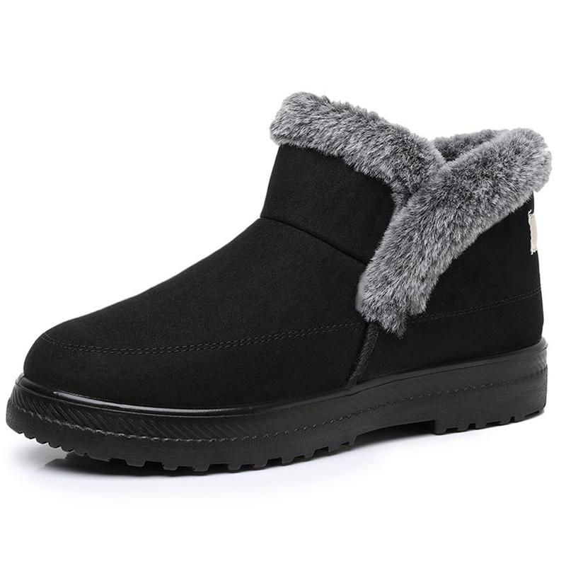 Damenstiefel Winterstiefel mit Fell Warme Stiefeletten Schnee Botas Mujer Slipper Fellschuhe Frau Winter Schuhe Schwarz Damen
