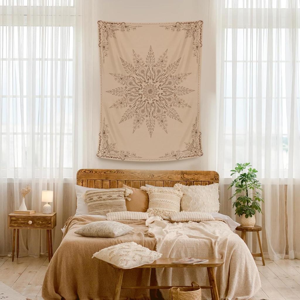 Damanse Floral Tapestry Wall Hanging Cute,Boho Wall Tapestry for Bedroom Aesthetic,Mandala Living Room Decor for Teen Girls