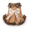 Thickened Pet Plaid Skirt Windproof Comfortable Autumn Winter Dog Dresses Skin-Friendly Soft Dog Lace Bow Coat Outdoor Walking