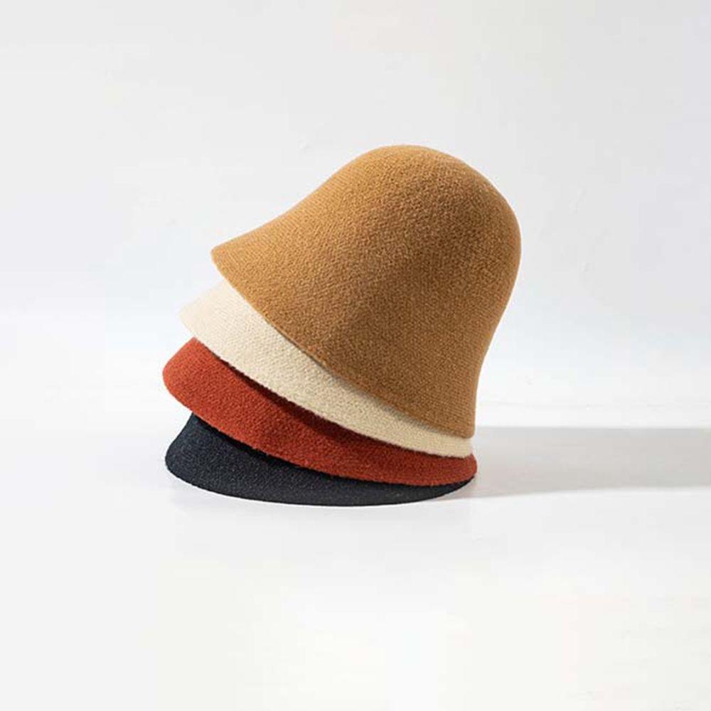 

and Winter Casual Style British Style Female Hats Pure Color Hat Wool Bucket Hat Korean Style Caps