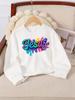 Vibrant -Themed Artwork on A Girls' Crew Neck Sweatshirt, Perfect for Autumn and Winter in A Western Style,