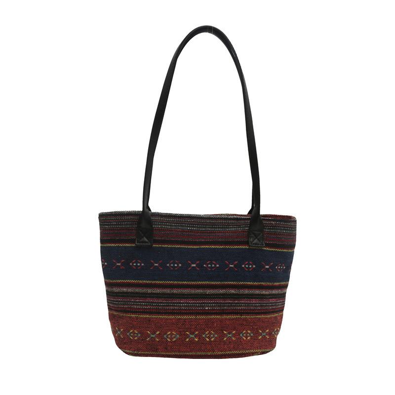 Ethnic Style Tote Bag For Women Large Capacity Summer Fashion With Zipper Closure For Daily Use