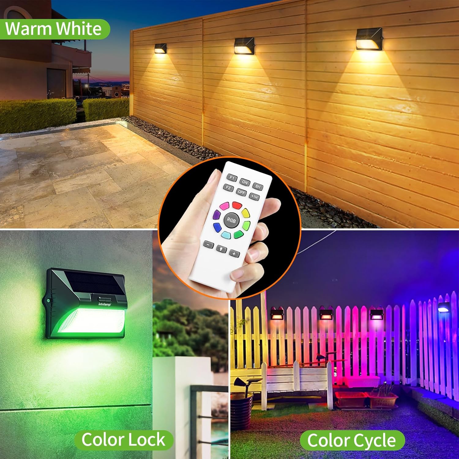 

Solar Fence Lights Outdoor, 2 Packs, 9 Colors RGB Waterproof LED Deck Lights for Backyard, Patio, Steps 2