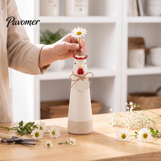 Cute Resin Flower Holder Animal Vase, Farmhouse Decorative for Home Unique Housewarming Gift Office Decor, Pig/Cow/Sheep/Chicken Arrangement Tabletop