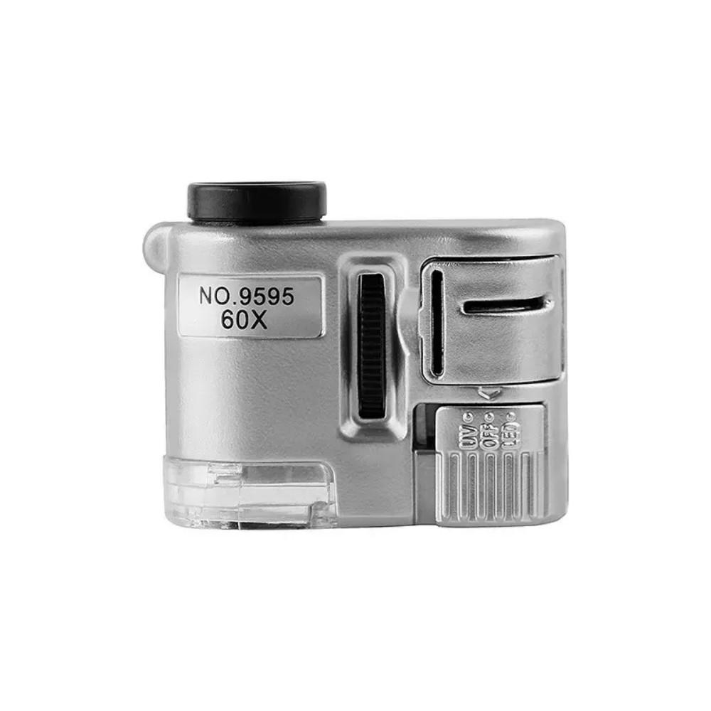 Portable 60X Handheld Magnifying Glass Mini Pocket Microscope Loupe Currency Detector Jeweler Magnifier With LED Light