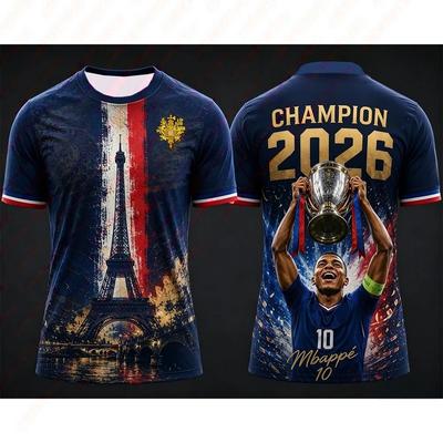 2026 France Football Events Creative Concept Jersey Summer Casual Jersey Designed for Solo Use 3D Printed   Champion T-shirt