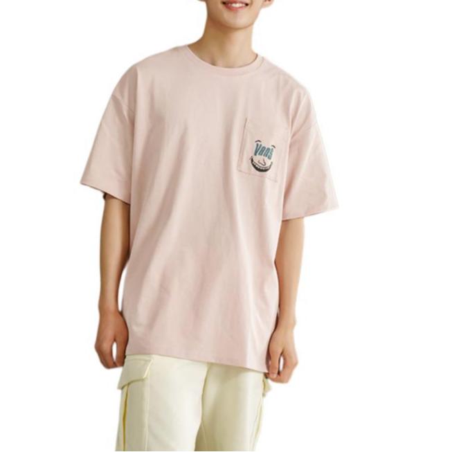Vans Logo Print Sweet Cool Street Simple Round Neck Short Sleeve T-Shirt Unisex Tops Smoky-Pink VN0008ZBBQL