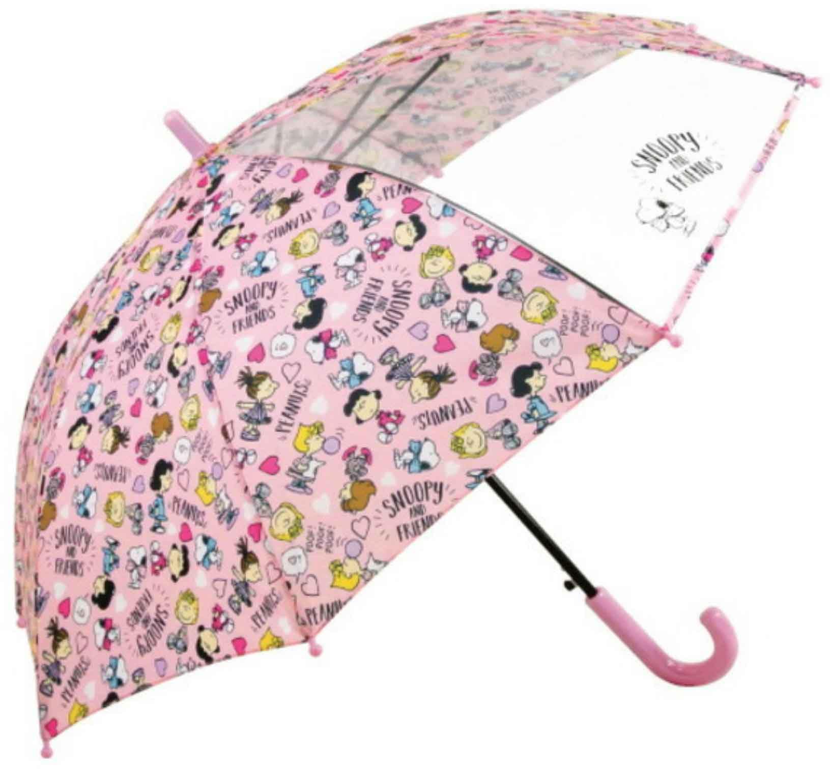 

Базовый стандартный длинный зонт с прозрачным окном 50 см, зонт для прыжков одним касанием, прочный, легкий, из стекловолокна, кость, милый персонаж Снупи, розовый
