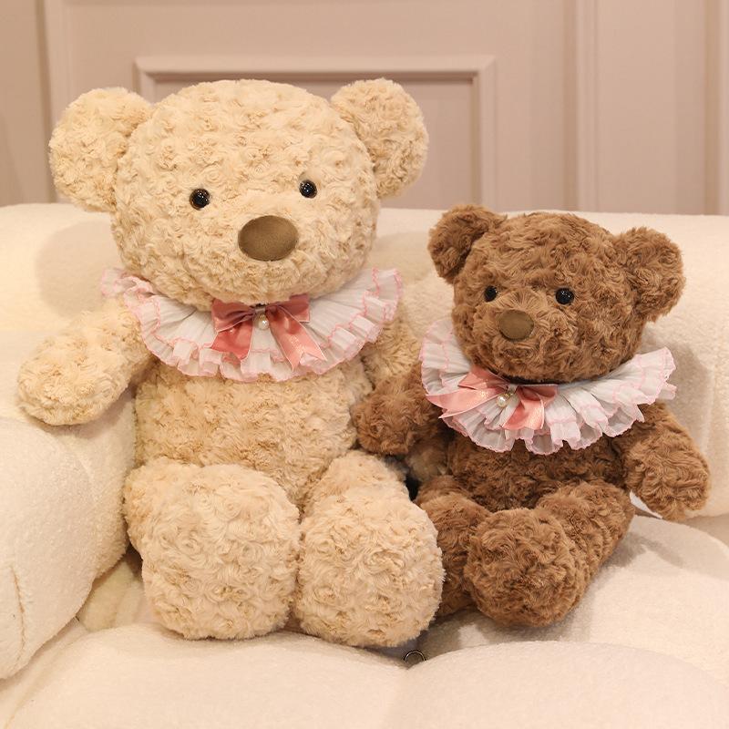 Cuddly Cartoon Bib Bear Plush Toys Stuffed Dolls For Kids Cute Dress Up Bear Birthday Gift Baby Kids Sleep Mate Christmas Gift