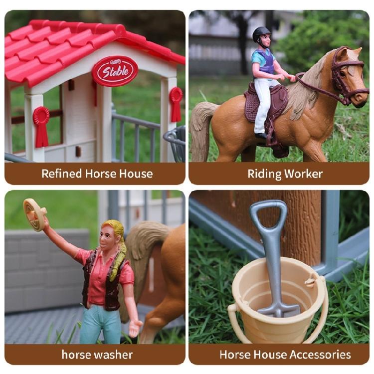 Imaginative Horse Stable Pretend Play Set Detailed Animal Models Grooming Accessories For Kids Educational Development