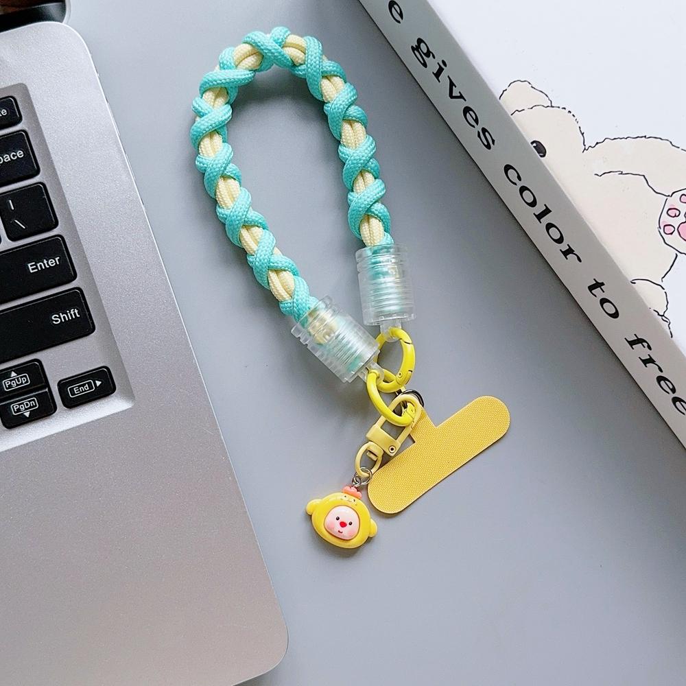 Universal Braided Mobile Phone Lanyard Strap Cute Cartoon Hanging Chain Ring Cord with Patch Wrist Strap Cell Phone Detachable