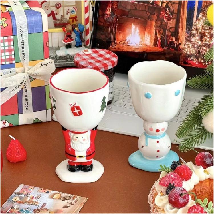 Christmas Themed Snowman Mugs Holiday Ceramic Santa Snowman Mugs Christmas Beverage Cups for Gifting