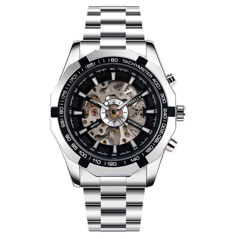Popular Men's Black Warrior Hollow Mechanical Watch - Stylish, Waterproof, Luminous, Automatic