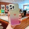 Color Plating Gradual Change Blue Light Suitable for iPhone17 Mobile Phone Case Love Glitter Transparent TPU Apple 15/16 Protective Case