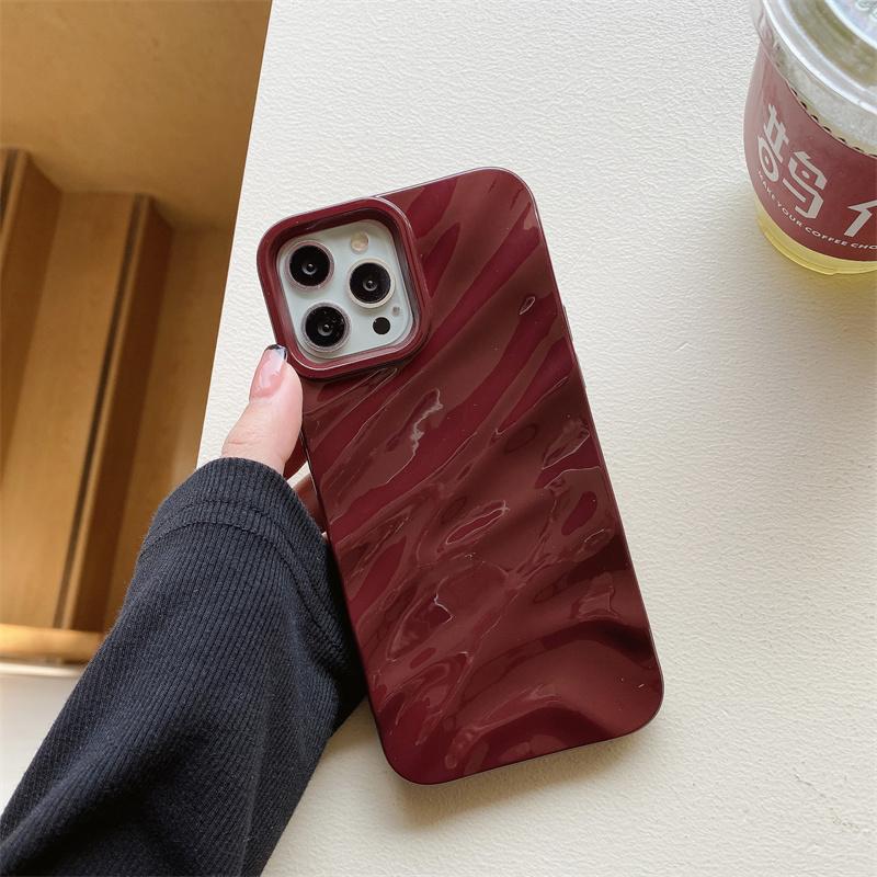 Luxuriöse 3D-Telefonhülle mit gewelltem Seidenmuster für iPhone 14 13 12 11 Pro Max X XR XS Max 7 8 14 Plus, einfarbig, glänzende Abdeckung