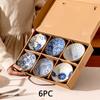 6pcs Japanese Ceramic Cereal Bowl Set Dessert Salad Snack Bowl Kitchen Noodle Bowl Tableware Set Microwave Safe Gift Box