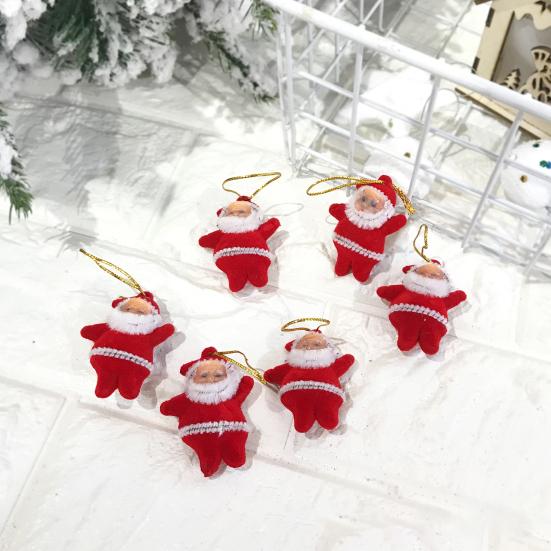 6 Pcs Santa Claus Ornaments for Tree Fabric Santa Claus Christmas Hanging Ornaments 3D Santa Doll Pendant for Holiday Xmas Tree Decor