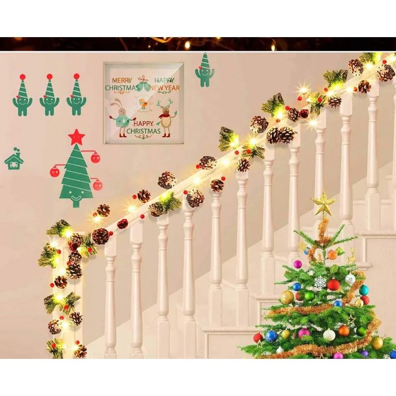 20/30 LED red fruit bell, pine cone, pine needle light string, festive New Year home, Christmas decoration, party atmosphere