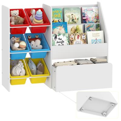 Toy Storage Unit, 3-Tier Toy Organiser Shelf with 6 Removable Storage Bins for Bedroom, Nursery, Multicoloured