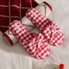Four Seasons Plaid Bow TPR Sole Non-Slip Durable Women's Indoor Slippers