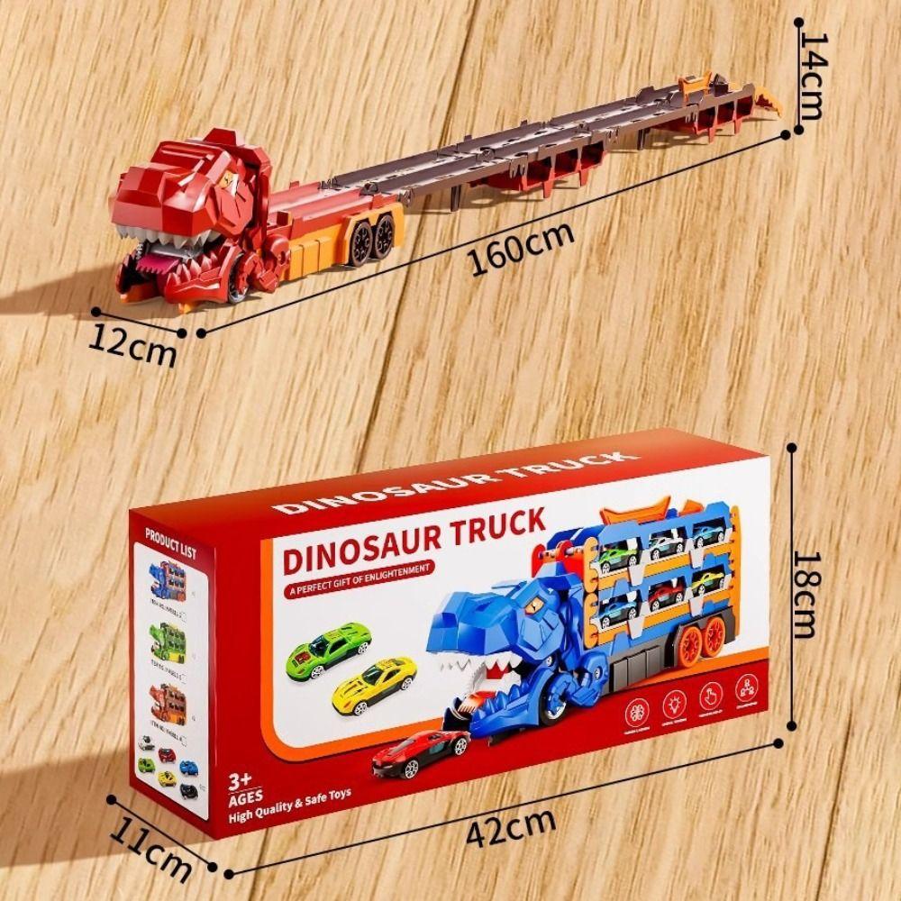 Foldable Track Dinosaur Foldable Truck Toy Transforming Molded Racing Cars Dinosaur Transport Truck Toys Metal Mini Cars