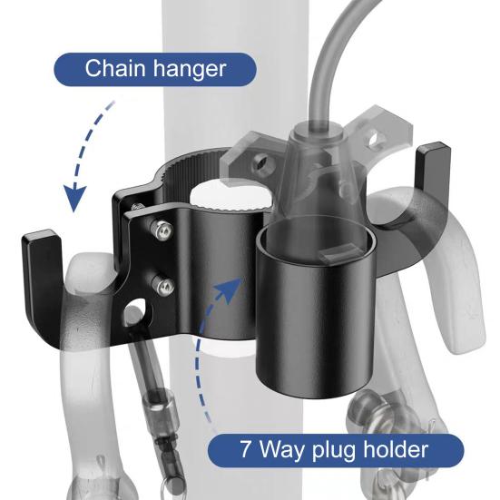 Trailer Towing Chain Organizer with 7-Way Connector Holder Anti-rust Heavy Duty Aluminum Alloy RV Trailer Chain Wire Holder Utility Trailer