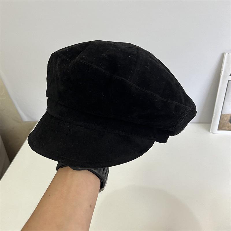 Simple Temperament Deerskin Velvet Octagonal Hat Women's High-quality Good Version Newsboy Hat Showing Face Small Versatile Casual Trendy Hat