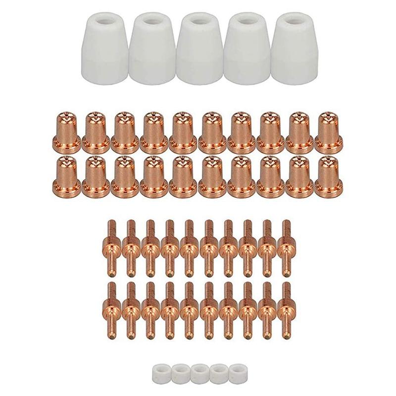 A84X-50Pcs Plasma Cutter Consumables Torch Tip Electrode Nozzles Kit For PT-31 JG-40 WSD-LG40 Fit CUT 50D 50 40 Plasma Cutter