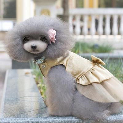 Dog Pet Wedding Dress Puppy Princess Rhinestones Bowknot Lace Skirt Clothes