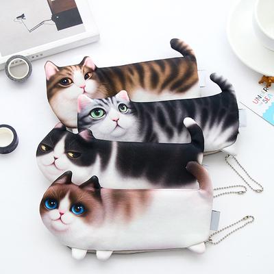 Estudantes Estampa Gato Simulado Estojo de Canetas Recipiente para Maquiagem Porta-moedas Presente de Natal