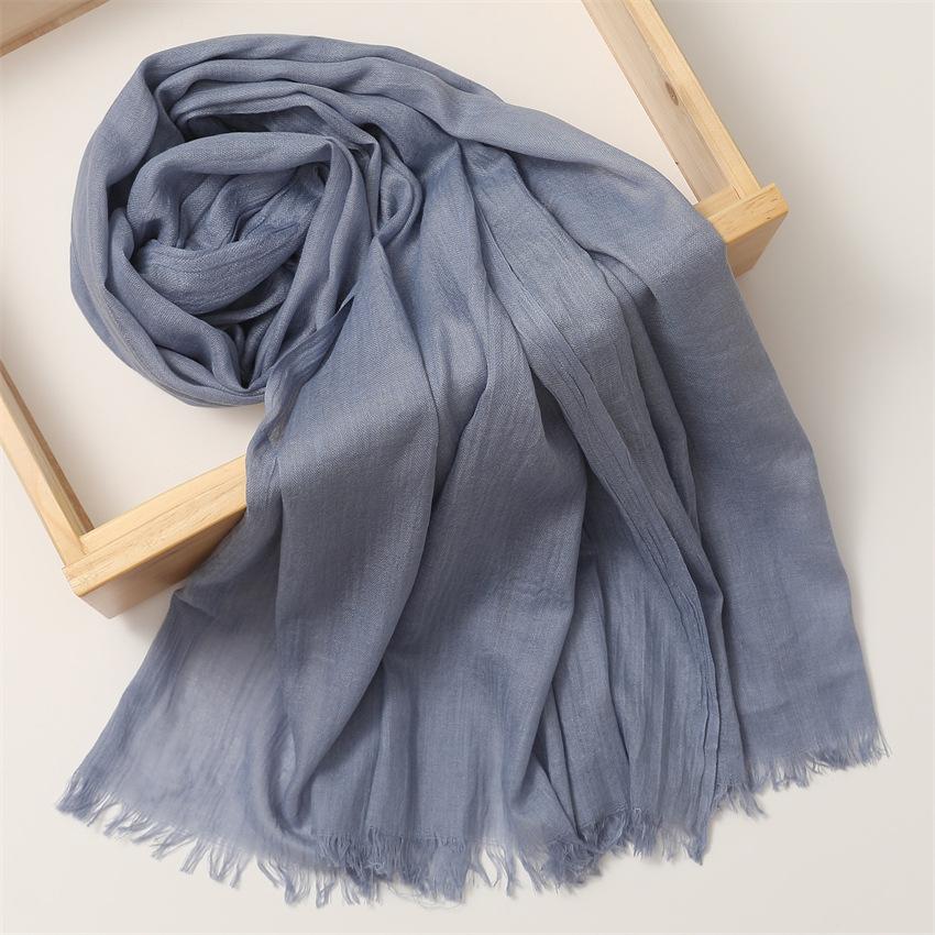 Foreign Trade Silk Scarf Cotton And Linen Headscarf Women'S Spring And Summer Solid Color Japanese And Korean Scarf Sun Protection Warm Shawl Hair