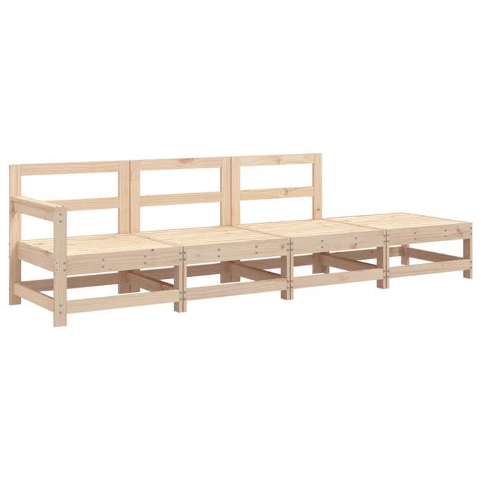 VidaXL Salon de Jardin 4 pcs, Canapés avec Repose-pieds, Sièges avec Dossier et Accoudoir, Meubles de Terrasse Patio, Bois 825534