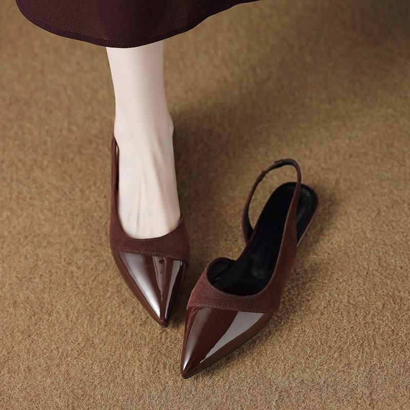 Fashion Sexy Pointed Toe Mid Heels Sandals Women Shoes Slingback Summer 2025 Trend Dress Leather Pumps New Elegant Party Sandalias Mujer