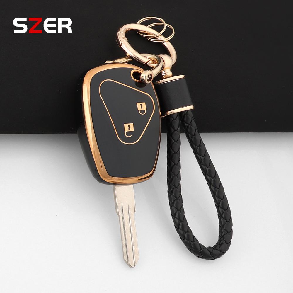 For Renault Trafic Clio Duster Logan Dacia Sandero For Nissan Terrano Almera 2 Button Tpu Car Key Case Cover Protector Keychain