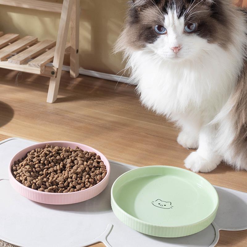 Durable Ceramic Pet Cats Plates Cartoon Pet Cat Food Bowl Shallow Mouth Pet Food Bowl Pet Water Feeder Bowl Pet Supplies