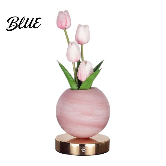 Valentine Day Home Decor Tulip Ceramic Night Light Gradient Color Artificial Flower Table Lamp Rechargeable Housewarming Gift Ideas Touch