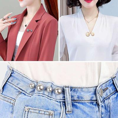 Anti-Exposure Artifact Nail Pearl Brooch Fixing Buckle Women Pearl Bar Shaped Waist-Tight Pin Fixing